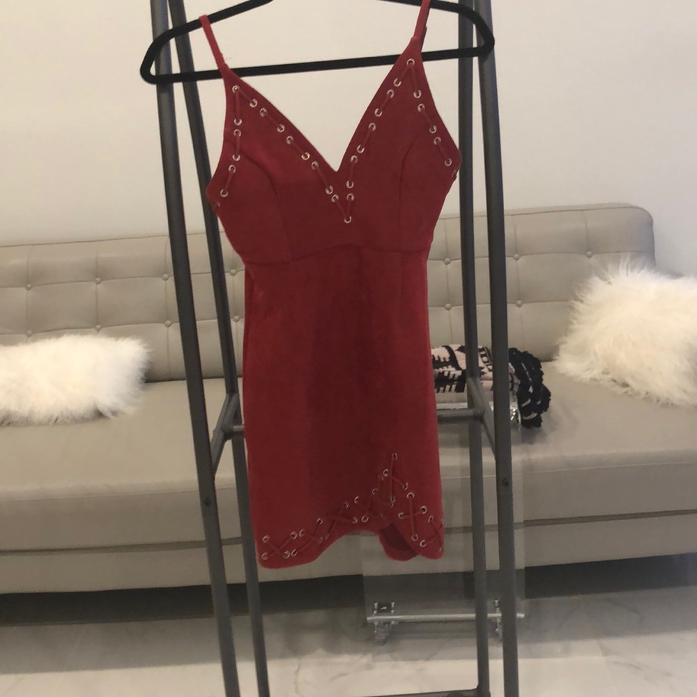 Red suede dress